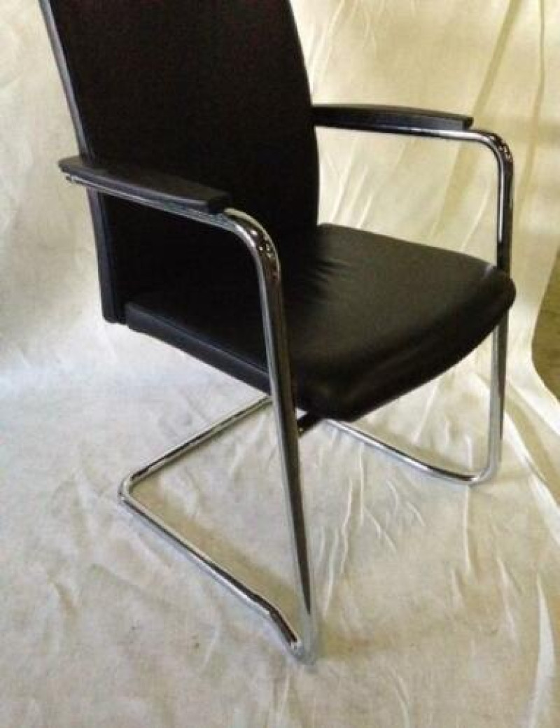 Comforto D5588 zwart leer vergaderstoel eetkamerstoel (alleen per 4)