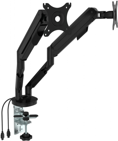 Ergonomische dubbele montorarm met 2x USB aansluiting