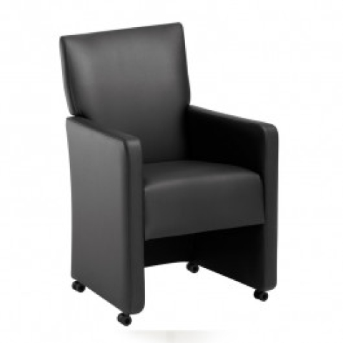 Luxe fauteuil / vergaderstoel verrijdbaar op wielen, hoge rugleuning
