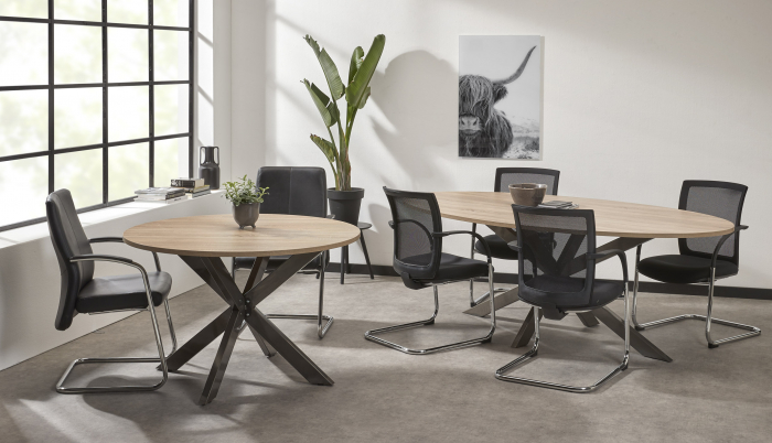 Vergadertafel / kantinetafel rond met kruispoot (120 cm)