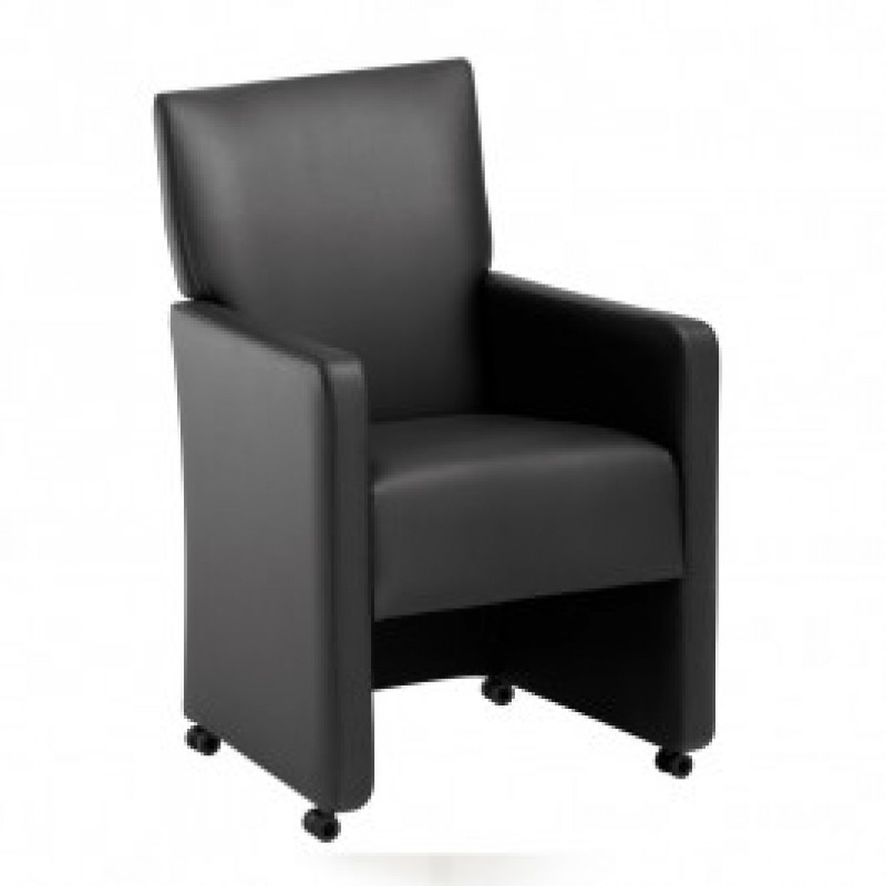 Luxe fauteuil / vergaderstoel verrijdbaar op wielen, hoge rugleuning
