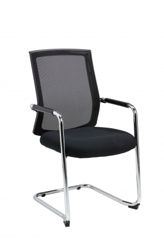 VST vergaderstoel met hoge rugleuning en chrome accenten